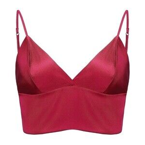 New SilRiver Soft Cup Size 93% Silk Wireless Bralette Raspberry Pink L